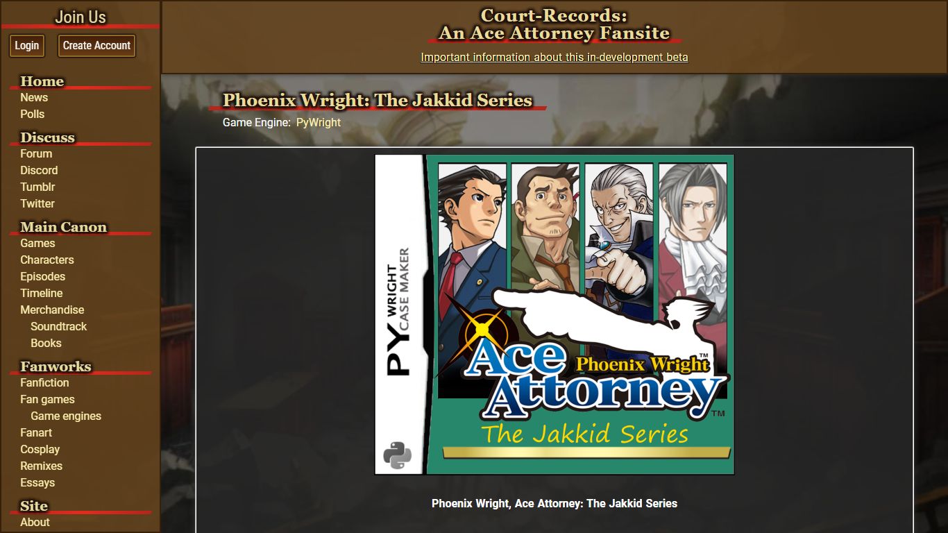 CR.NET - Fan games - Phoenix Wright: The Jakkid Series